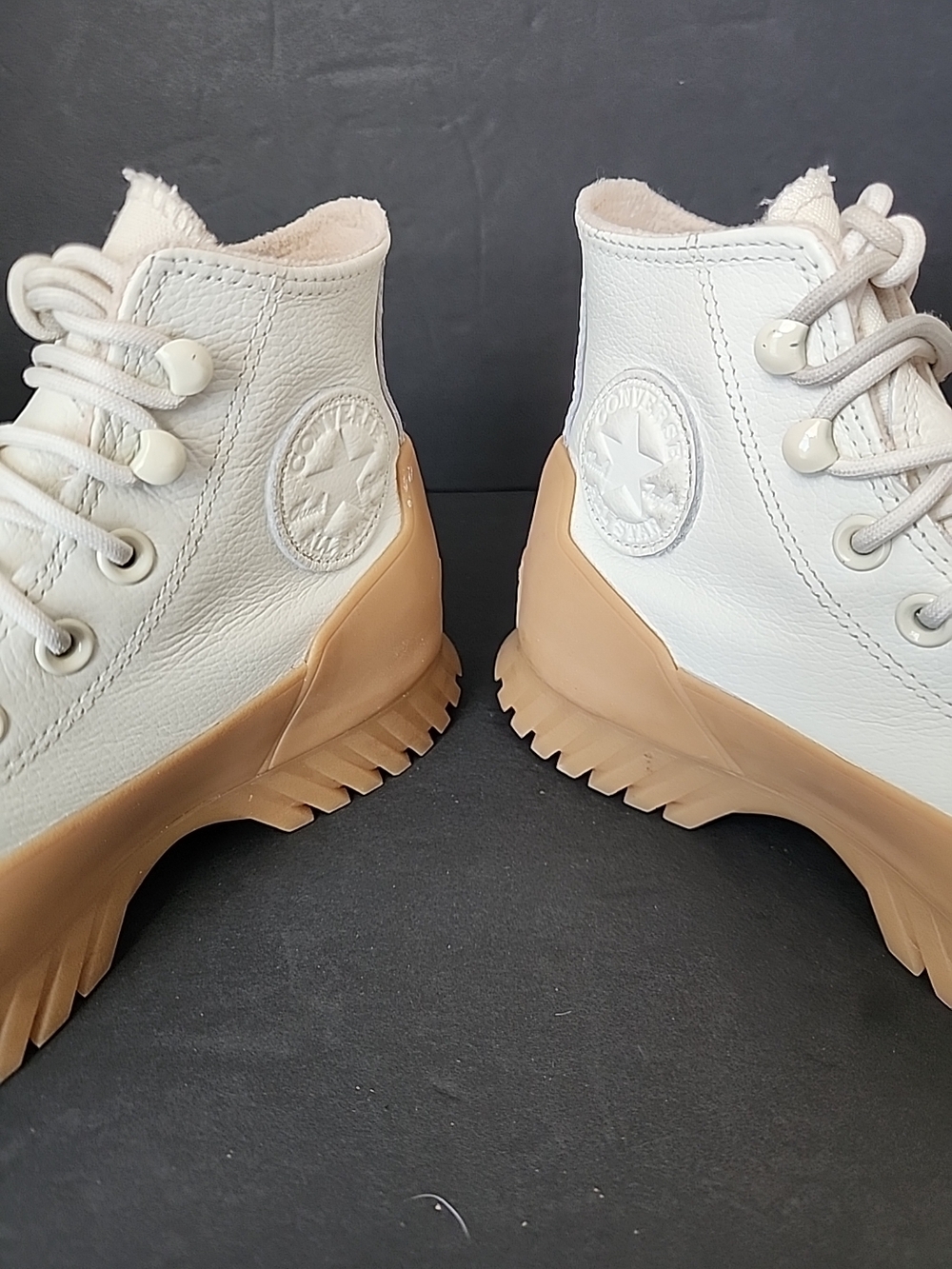 Converse Women's High-Top Platform Boots in Cream and Tan - Picture 6 of 8